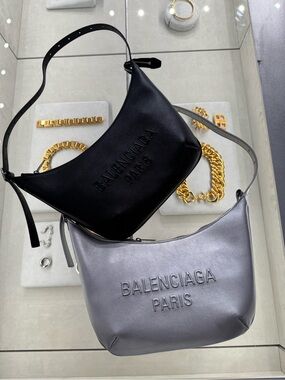Balenciaga Leather Shoulder Bag Silver